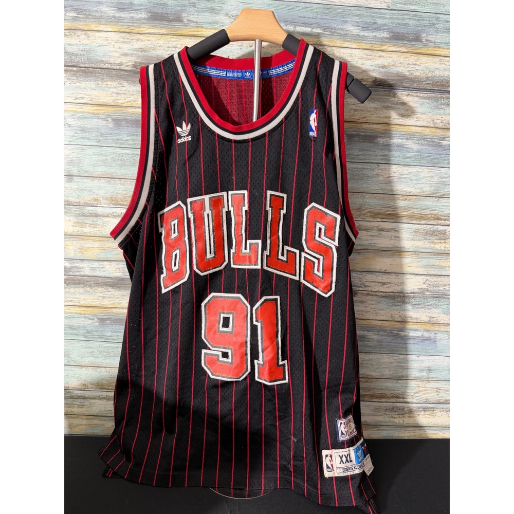 Adidas Hardwood Classic Chicago Bulls Jersey XXL Dennis Rodman 91 Pinstripe NBA